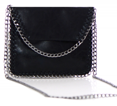 Chained Foil Shine Clutch Purse HD2318 36491Black